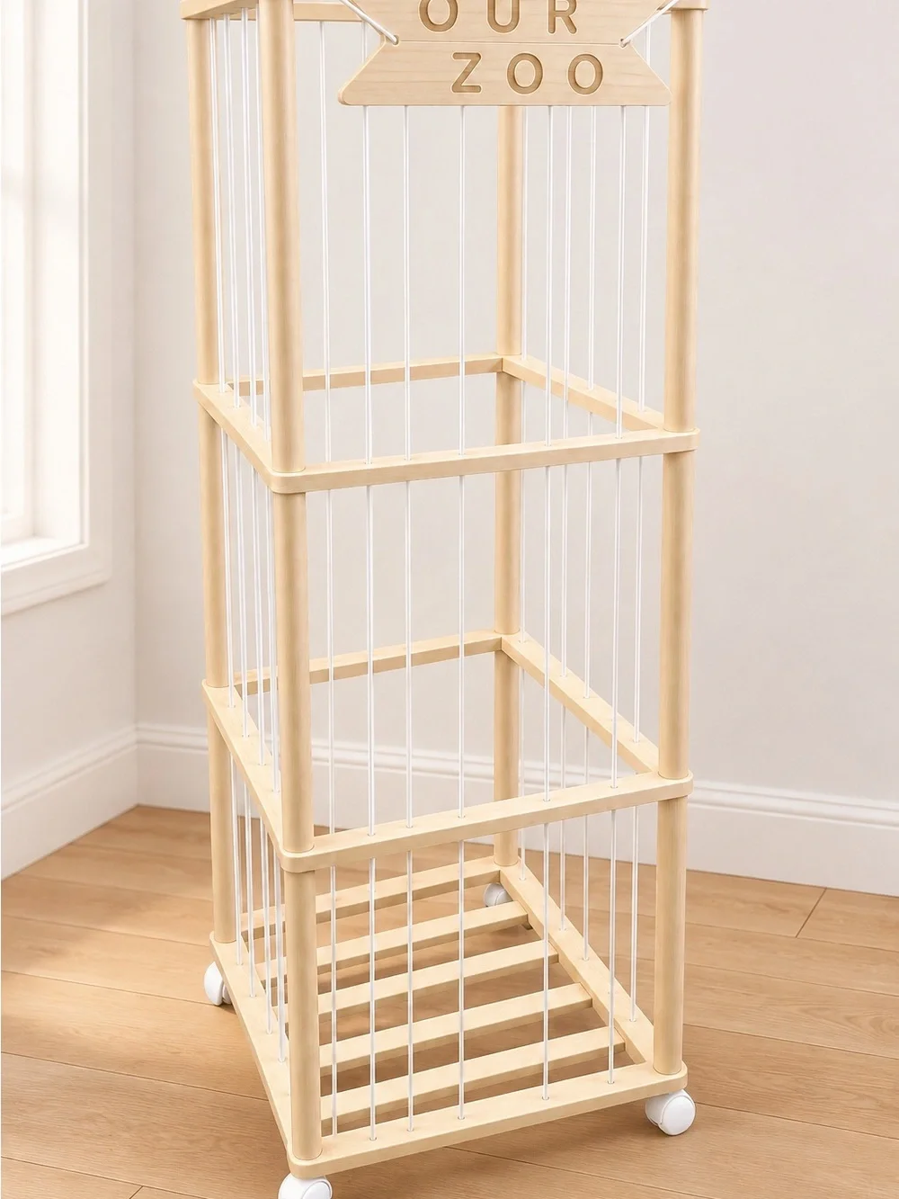 Mloong 54” Wooden Stuffed Animal Storage Zoo Cage Plush Toy Organizer